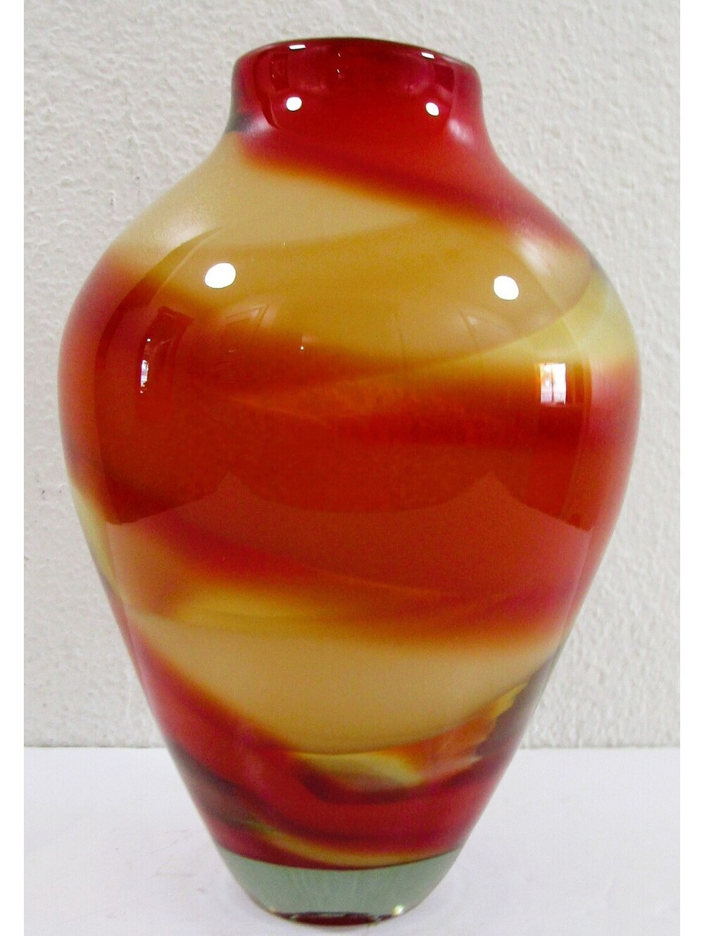 Waterford Evolution Red Sea Art Glass Vase Rich Red and Warm Amber Tones